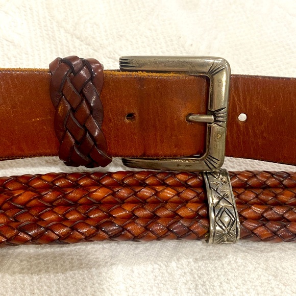 Neiman Marcus Genuine Leather braided belt men made in Italy for vintage size 34